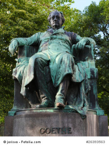 Statue of Goethe outside the Burggarten in downtown Vienna, Austria, Europe. This statue was made in 1900