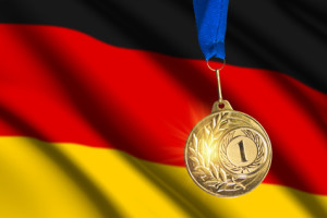 golden medal against German flag background